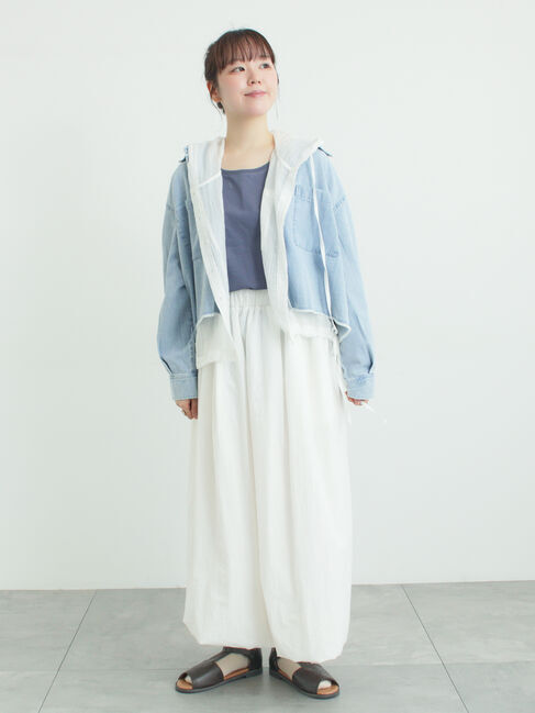 Samansa Mos2「シアー裾ドロストフードシャツ」|シャツ・ブラウス|