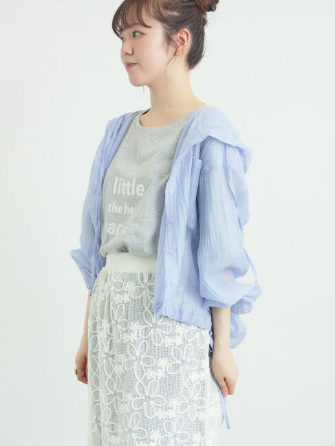 Samansa Mos2「シアー裾ドロストフードシャツ」|シャツ・ブラウス|