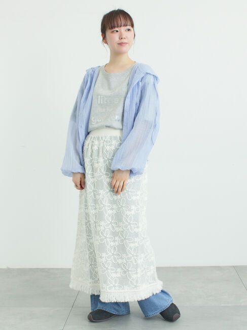 Samansa Mos2「シアー裾ドロストフードシャツ」|シャツ・ブラウス|