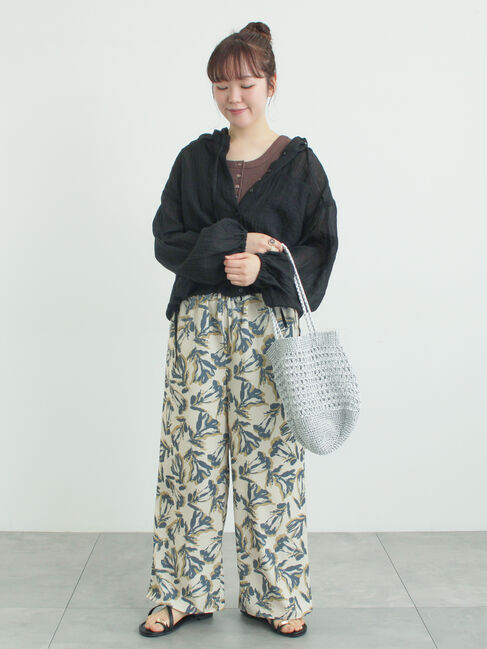 Samansa Mos2「シアー裾ドロストフードシャツ」|シャツ・ブラウス|