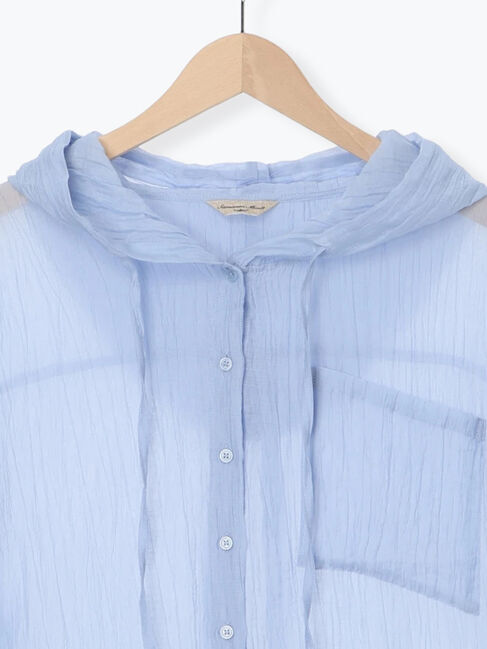 Samansa Mos2「シアー裾ドロストフードシャツ」|シャツ・ブラウス|