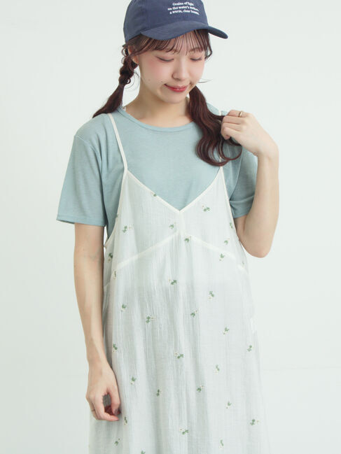 Samansa Mos2「シアー半袖カットソー」|Tシャツ・カットソー|ミント