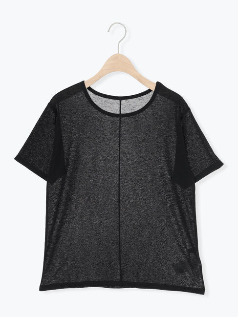Samansa Mos2「シアー半袖カットソー」|Tシャツ・カットソー|ブラック