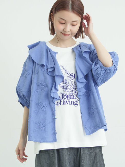 Samansa Mos2「3Dレースフリル襟ブラウス」|シャツ・ブラウス|