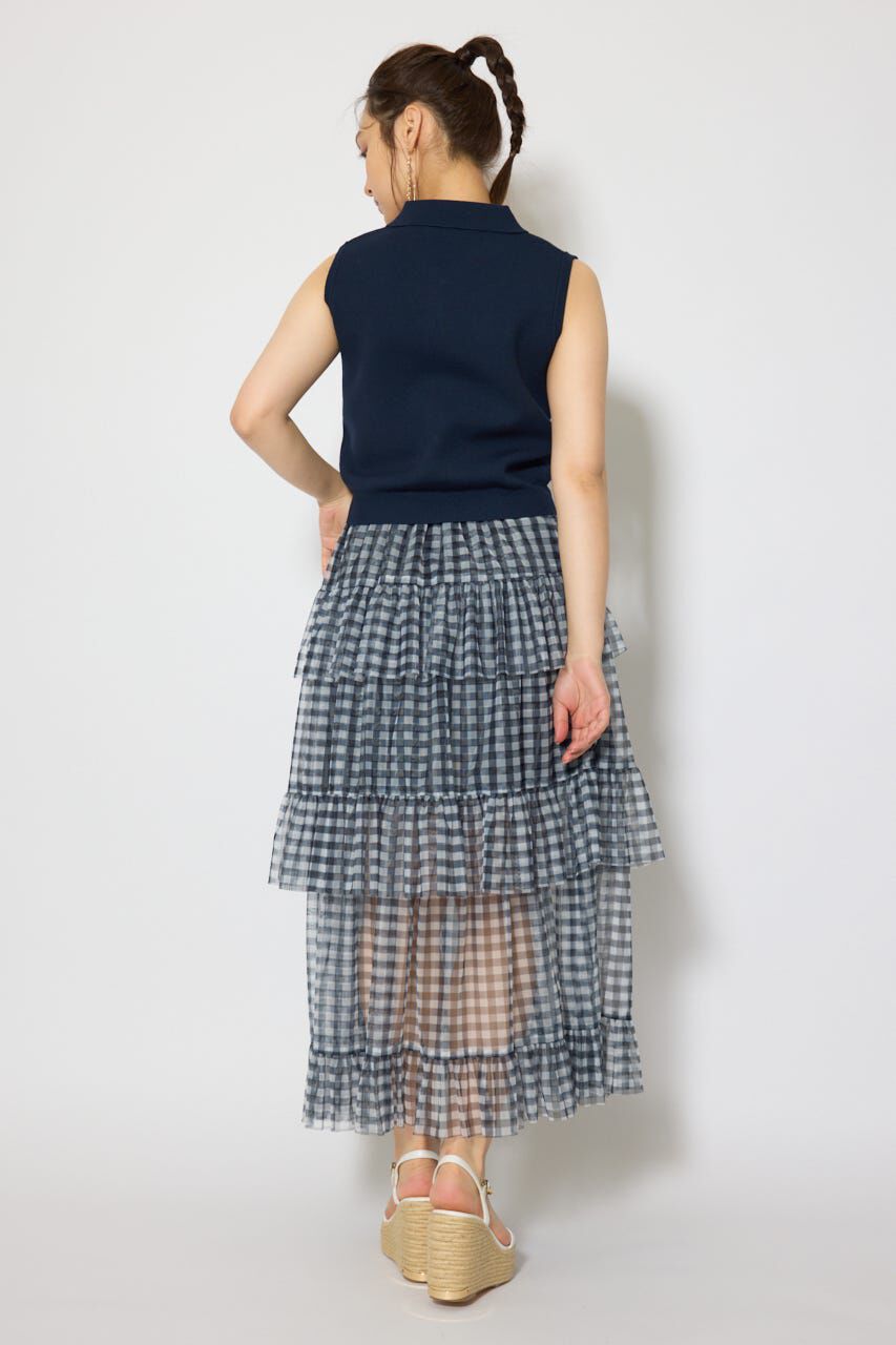 rienda「ゴールドボタンノースリニットトップス」|ニット・セーター|