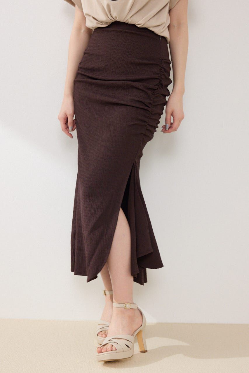 rienda「ギャザーマーメイドジャストウエストスカート」|スカート|BRN