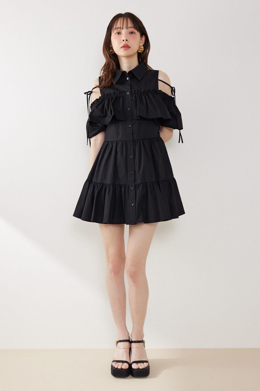 rienda「オフショルフリルティアードミニワンピース」|ワンピース|