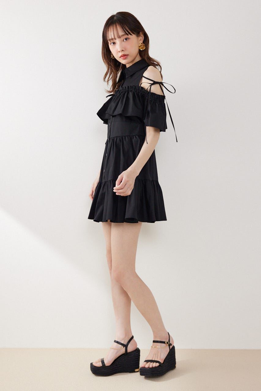 rienda「オフショルフリルティアードミニワンピース」|ワンピース|