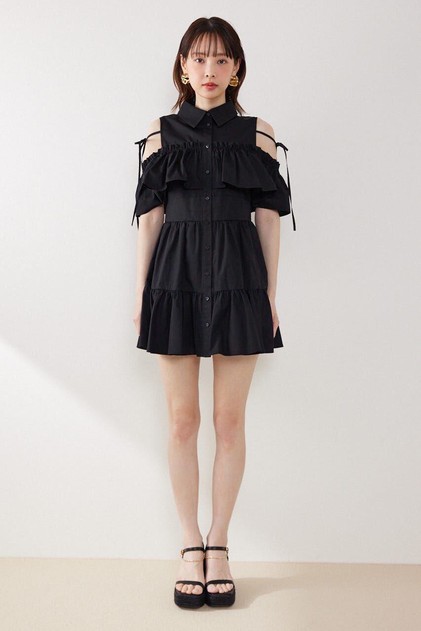 rienda「オフショルフリルティアードミニワンピース」|ワンピース|