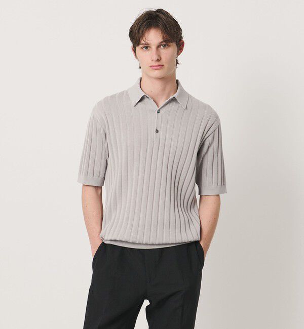 UNITED ARROWS「シャーリーカーン ワイドリブ ニットポロシャツ」|ポロシャツ|LT.GRAY