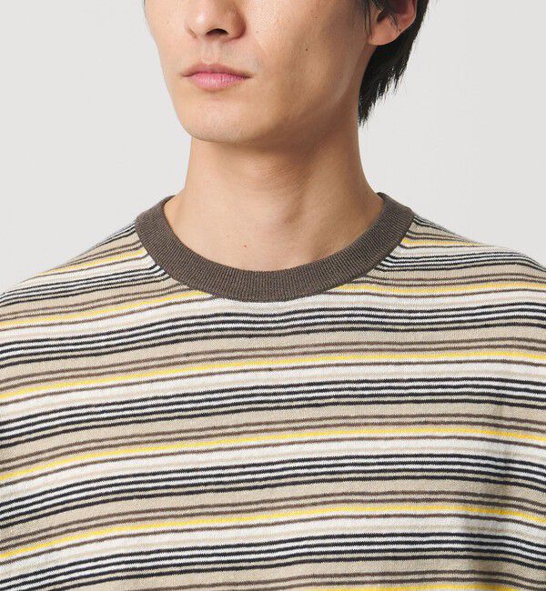 UNITED ARROWS「リネンコットン マルチボーダー ニット Tシャツ」|Tシャツ・カットソー|