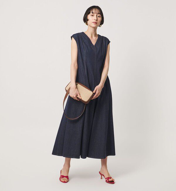 UNITED ARROWS「ステッチ Vネック デニムワンピース」|ワンピース|