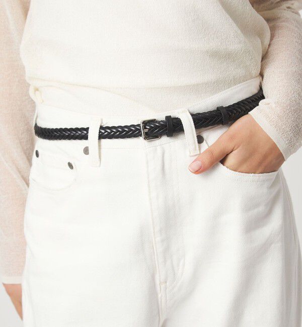 UNITED ARROWS green label relaxing「レザー ナロー メッシュベルト」|ベルト|BLACK