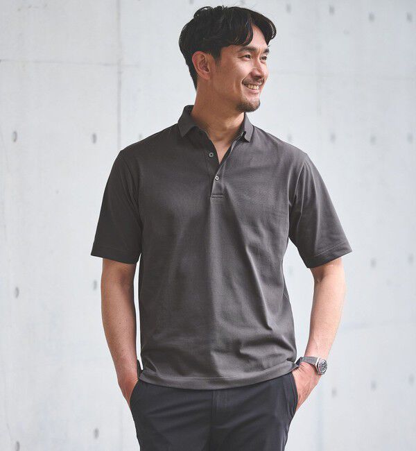 UNITED ARROWS green label relaxing「【WEB限定】JUST fit デイリー ドライ カッタウェイ 半袖 ポロシャツ -吸水速乾・抗菌-」|ポロシャツ|DK.GRAY