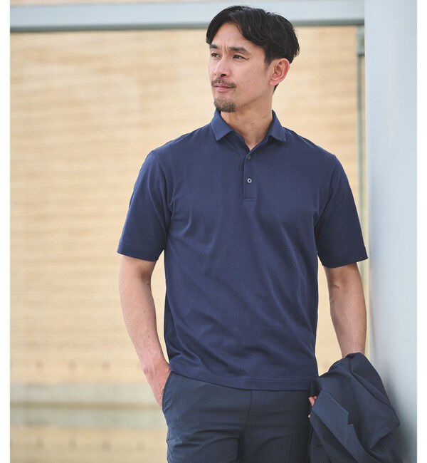 UNITED ARROWS green label relaxing「【WEB限定】JUST fit デイリー ドライ カッタウェイ 半袖 ポロシャツ -吸水速乾・抗菌-」|ポロシャツ|NAVY