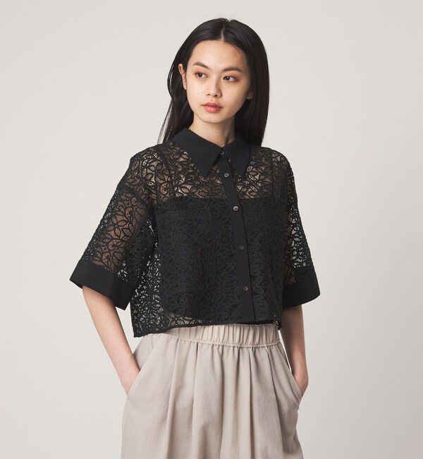 EMMEL REFINES「＜EMMEL REFINES＞EM ラッセルレース ショートスリーブ シャツ」|シャツ・ブラウス|