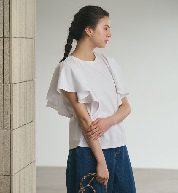 BEAUTY&YOUTH UNITED ARROWS「【WEB限定】ラッフル フリルスリーブプルオーバー 遮熱 吸水速乾」|Tシャツ・カットソー|OFF WHITE