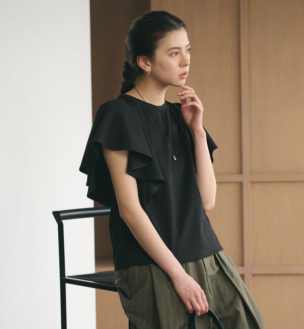 BEAUTY&YOUTH UNITED ARROWS「【WEB限定】ラッフル フリルスリーブプルオーバー 遮熱 吸水速乾」|Tシャツ・カットソー|
