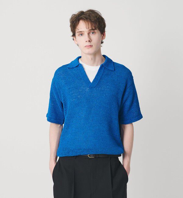 BEAUTY&YOUTH UNITED ARROWS「テープヤーン スキッパー ショートスリーブ ニット ウォッシャブル」|ニット・セーター|