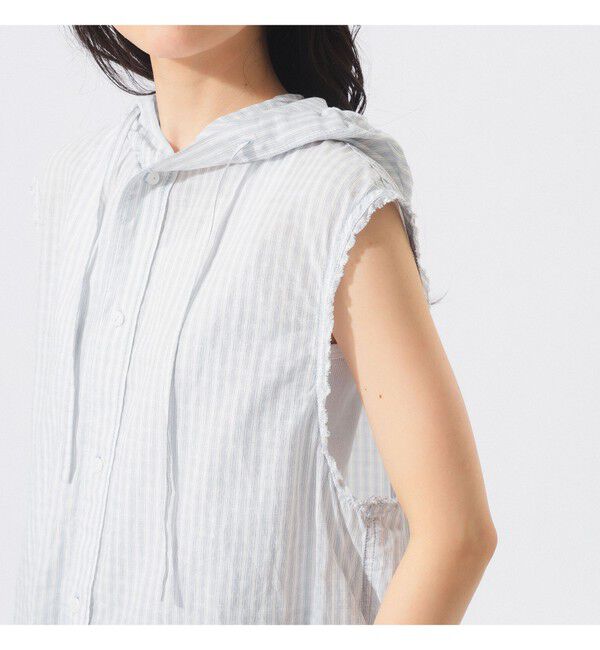 BEAMSBOY「チェック ストライプ フーデッド ノースリーブ」|シャツ・ブラウス|