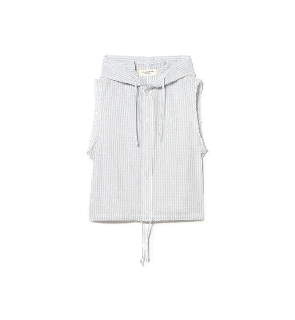 BEAMSBOY「チェック ストライプ フーデッド ノースリーブ」|シャツ・ブラウス|