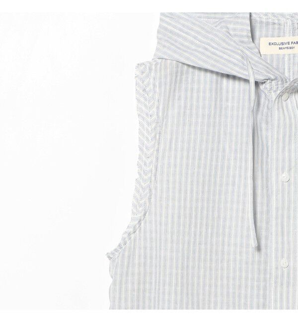 BEAMSBOY「チェック ストライプ フーデッド ノースリーブ」|シャツ・ブラウス|