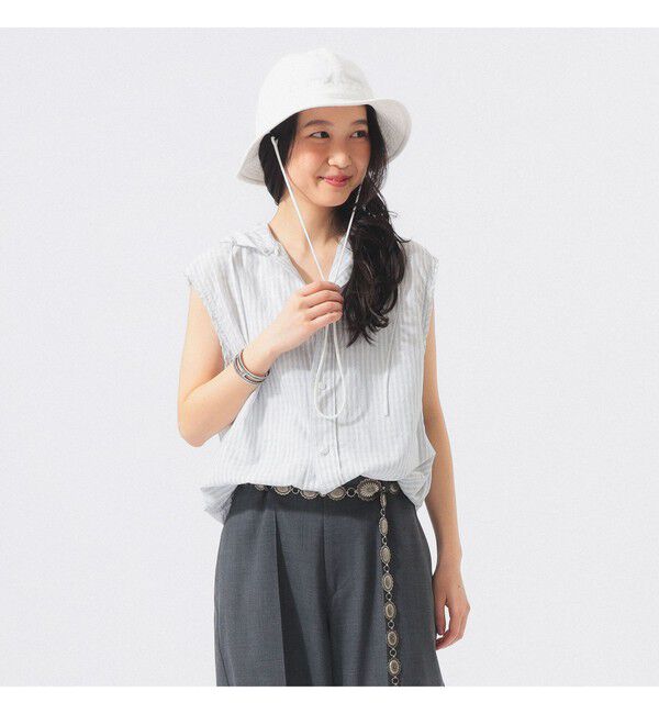 BEAMSBOY「チェック ストライプ フーデッド ノースリーブ」|シャツ・ブラウス|