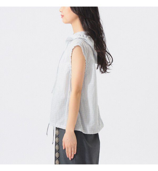 BEAMSBOY「チェック ストライプ フーデッド ノースリーブ」|シャツ・ブラウス|