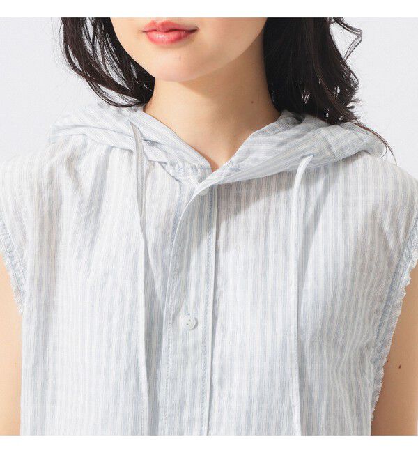 BEAMSBOY「チェック ストライプ フーデッド ノースリーブ」|シャツ・ブラウス|