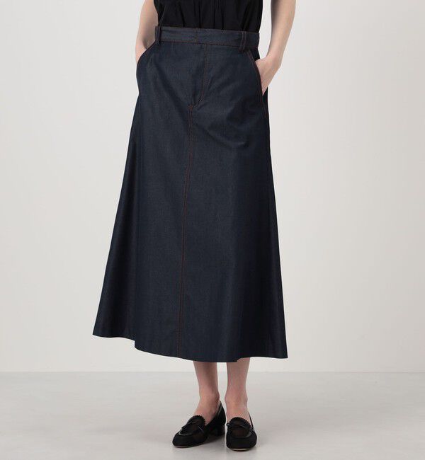 TOMORROWLAND collection「コットンシルクデニム トラペーズスカート」|台形|