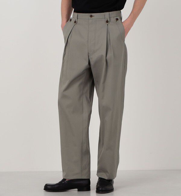 TOMORROWLAND MENS「60/2コットンギャバジン 1タックペグトップパンツ」|チノ|