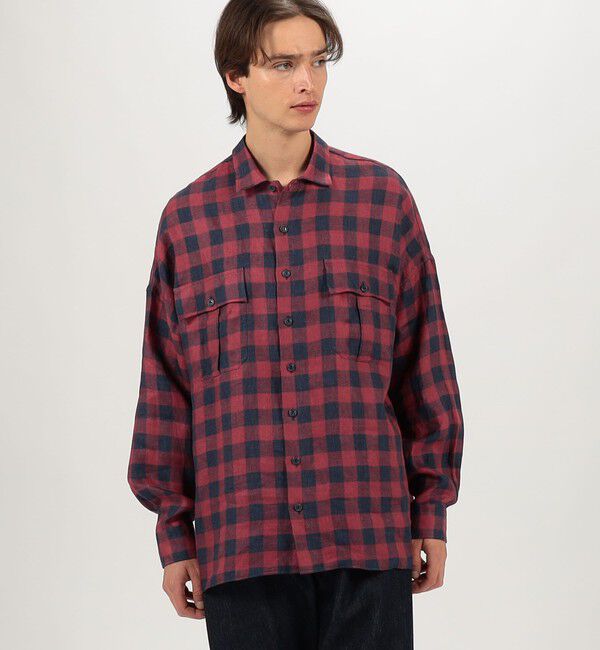 TOMORROWLAND MENS「【別注】GUY ROVER リネンチェック オーバーシャツ」|シャツ・ブラウス|