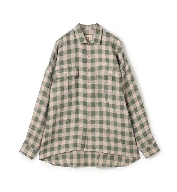 TOMORROWLAND MENS「【別注】GUY ROVER リネンチェック オーバーシャツ」|シャツ・ブラウス|56 カーキ系