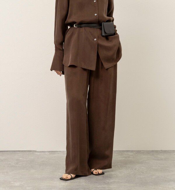 MAQWEL「《セットアップ対応》【MAQWEL/マクウェル】ウォッシャブルサテンパンツ」|その他|ダークブラウン