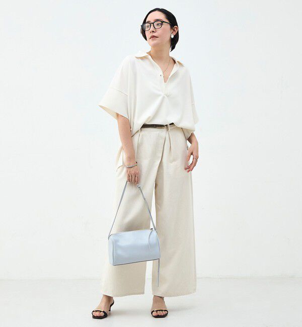 Rie Miller「ウォッシャブルポロ襟ハーフスリーブジョーゼットダンボール」|ポロシャツ|