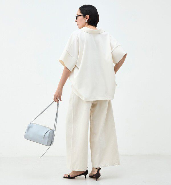 Rie Miller「ウォッシャブルポロ襟ハーフスリーブジョーゼットダンボール」|ポロシャツ|