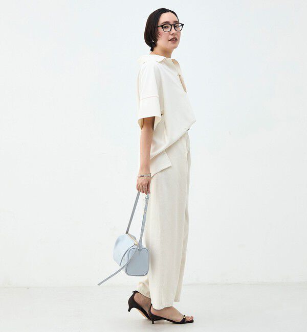 Rie Miller「ウォッシャブルポロ襟ハーフスリーブジョーゼットダンボール」|ポロシャツ|