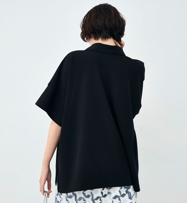 Rie Miller「ウォッシャブルポロ襟ハーフスリーブジョーゼットダンボール」|ポロシャツ|