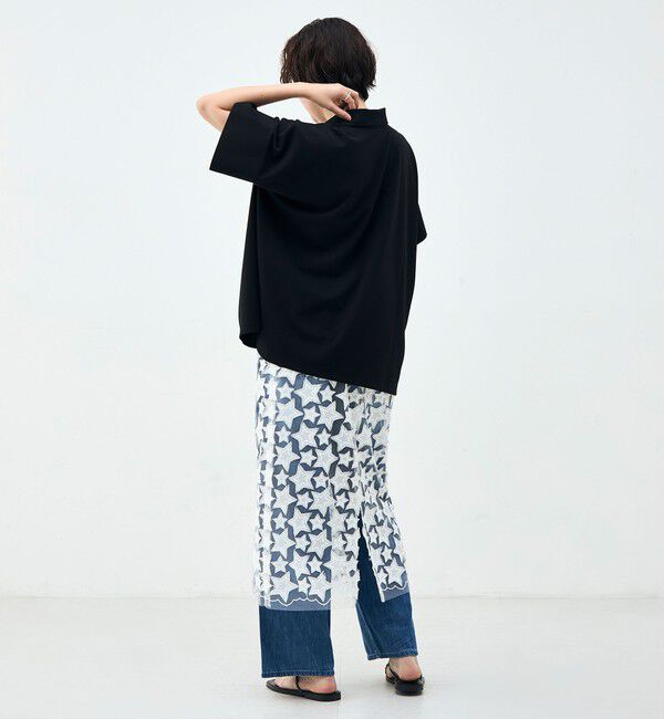 Rie Miller「ウォッシャブルポロ襟ハーフスリーブジョーゼットダンボール」|ポロシャツ|