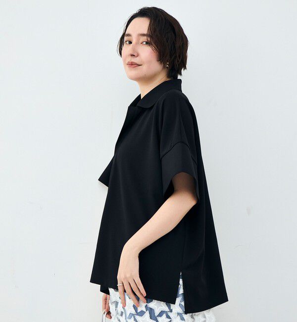 Rie Miller「ウォッシャブルポロ襟ハーフスリーブジョーゼットダンボール」|ポロシャツ|