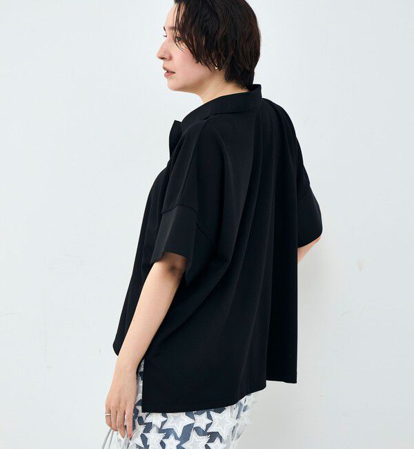 Rie Miller「ウォッシャブルポロ襟ハーフスリーブジョーゼットダンボール」|ポロシャツ|