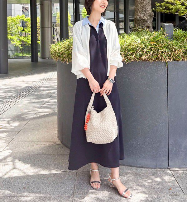 NOLLEY'S sophi「ウォッシャブルポロ襟ダンボールフレアワンピース」|ワンピース|ネイビー