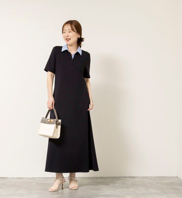 NOLLEY'S sophi「ウォッシャブルポロ襟ダンボールフレアワンピース」|ワンピース|
