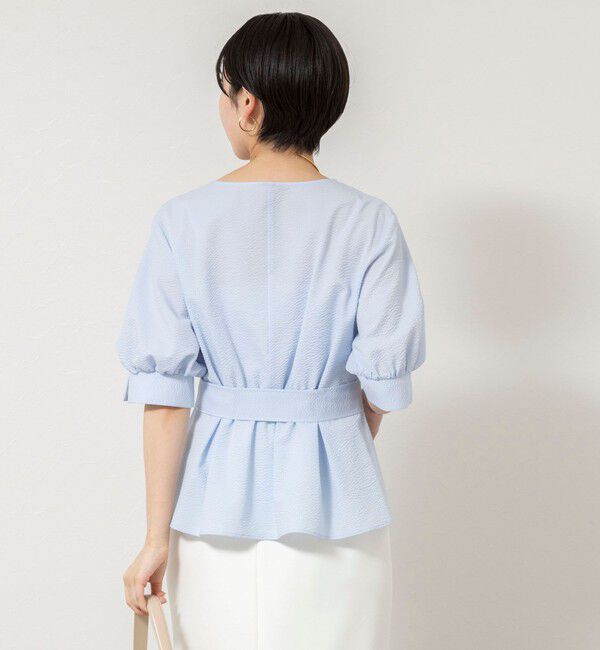 NOLLEY'S sophi「ウォッシャブルサッカーベルト付ペプラムブラウス」|シャツ・ブラウス|