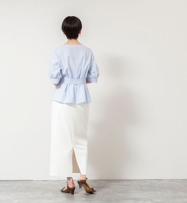 NOLLEY'S sophi「ウォッシャブルサッカーベルト付ペプラムブラウス」|シャツ・ブラウス|