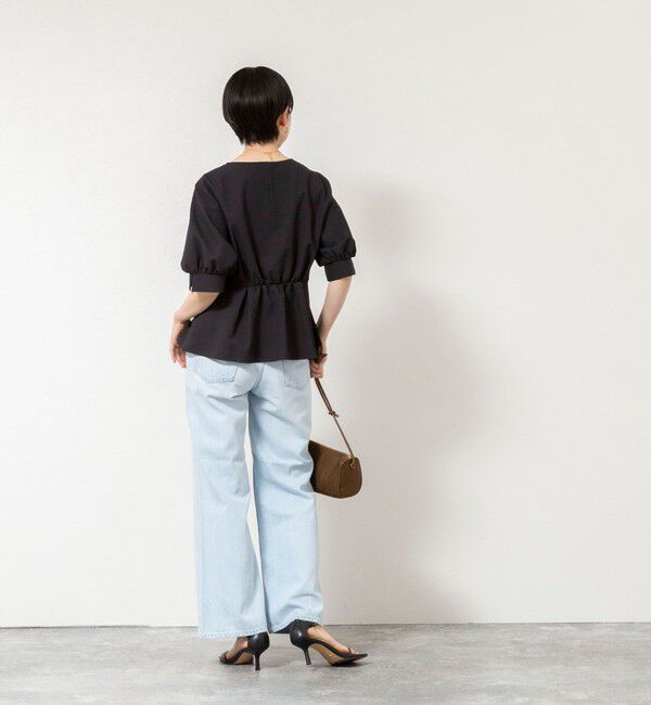 NOLLEY'S sophi「ウォッシャブルサッカーベルト付ペプラムブラウス」|シャツ・ブラウス|