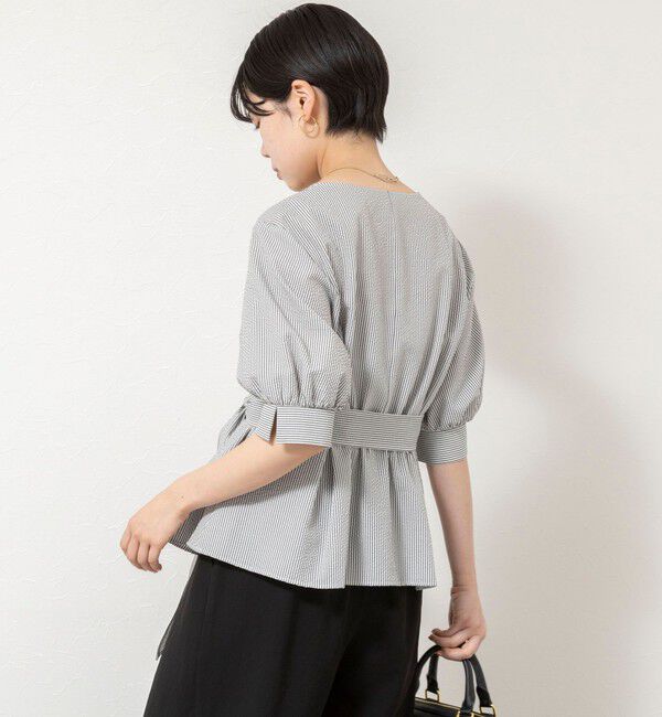 NOLLEY'S sophi「ウォッシャブルサッカーベルト付ペプラムブラウス」|シャツ・ブラウス|
