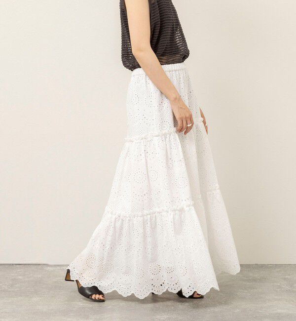 MAQWEL「【MAQWEL/マクウェル】ウォッシャブルコツトンレースティアードスカート」|スカート|