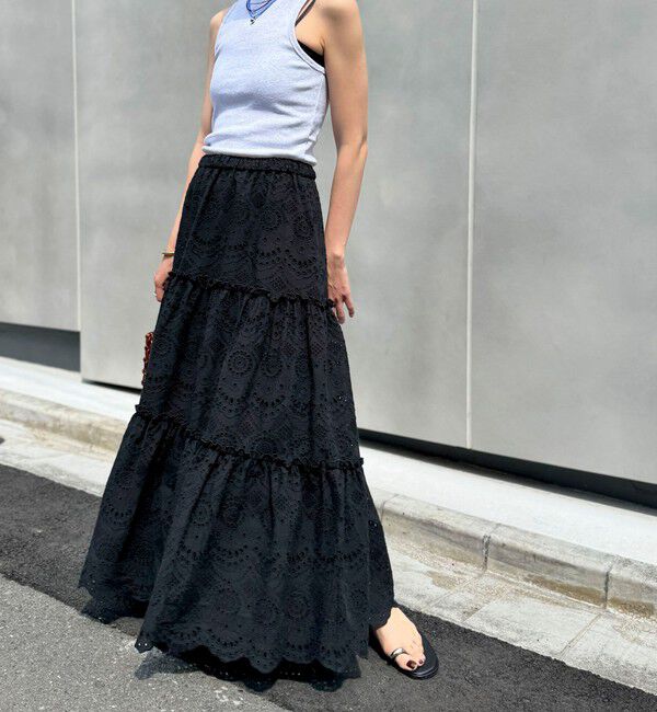 MAQWEL「【MAQWEL/マクウェル】ウォッシャブルコツトンレースティアードスカート」|スカート|