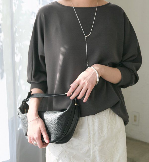  「【ON・OFF問わず活躍】リブ付きジョーゼットドルマンブラウス」|シャツ・ブラウス|チャコールグレー